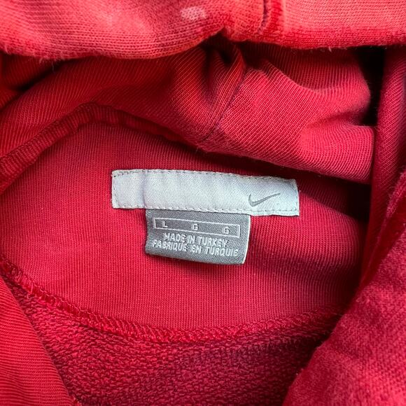 Vintage Y2K Thrashed Faded Red Nike Mini Swoosh Hoodie Sweatshirt M Paint Grunge - Picture 2 of 10